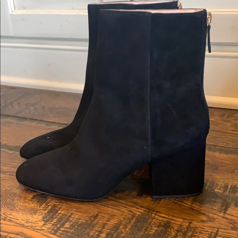 J. Crew Black Suede Block Heel Ankle Boots